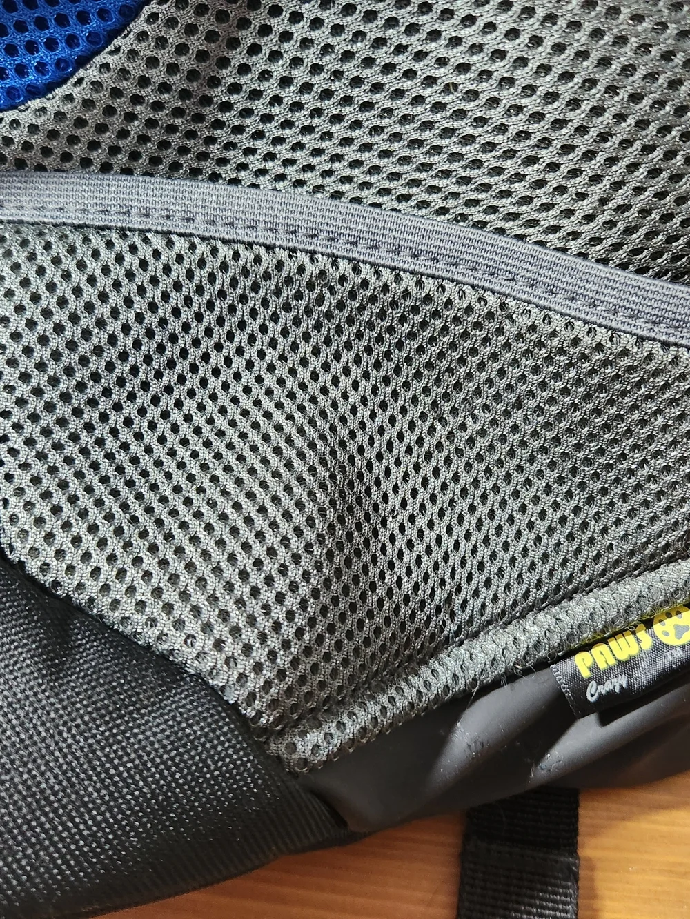 Paws Crazy Blue Gray Small Pet Carrier Backpack Front Mesh Opening Side Pockets